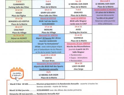 Randonnée pédestre - 2ème trimestre 2023
