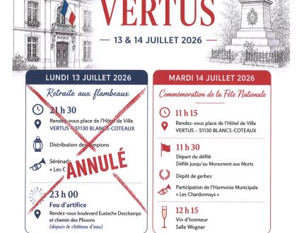 Manifestations du 13 et 14 Juillet 2026 - VERTUS