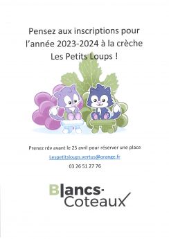 Crèche Les Petits Loups - Inscriptions 2023/2024