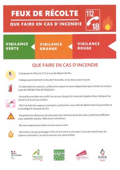 FEUX DE RECOLTE - QUE FAIRE EN CAS D'INCENDIE