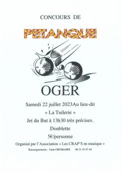 Concours de pétanque - 22 Juillet 2023 - OGER