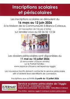 Inscriptions scolaires et périscolaires 2026/2027