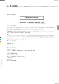 Coupures de courant VERTUS