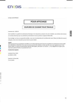 Coupures de courant VERTUS