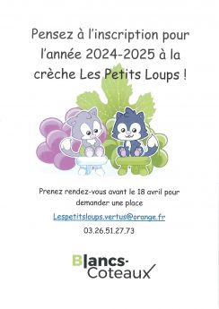 Inscription crèche Les Petits Loups 2024-2025