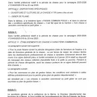 Arrêté Préfectoral - période de chasse pour la campagne 2025-2026